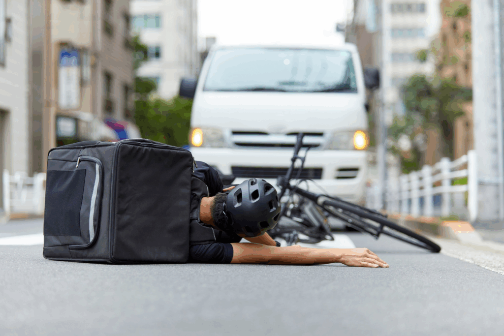 Bicycle victim of an accident with a car.
